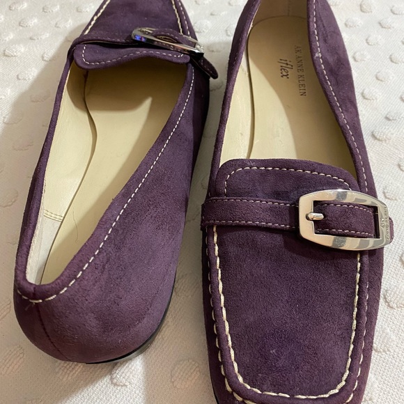 ANNE KLEIN iFlex Purple Suede Leather Loafers Slip On Shoes - Picture 11 of 16